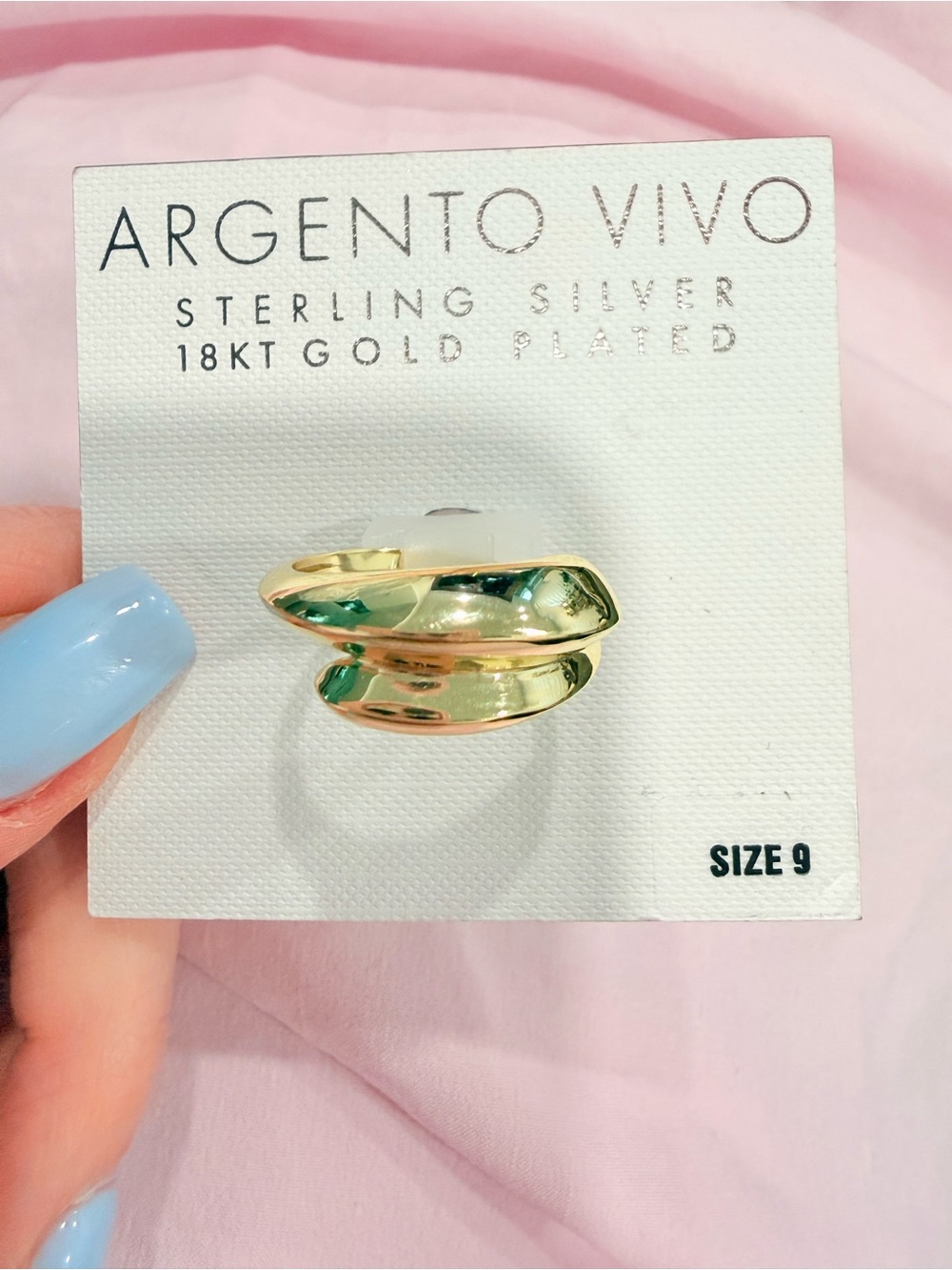 Argento Vivo Sterling Silver Gold-Tone Sculptural Double Band Ring